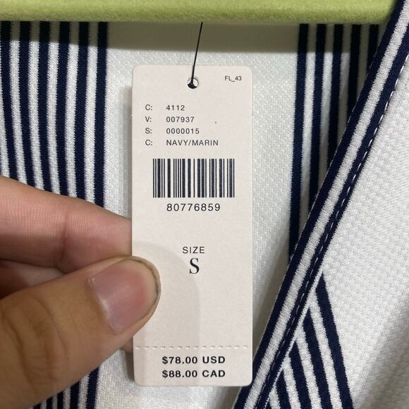 Bishop + Young Navy Striped Twist Front Top Sz S NWT - Picture 8 of 14